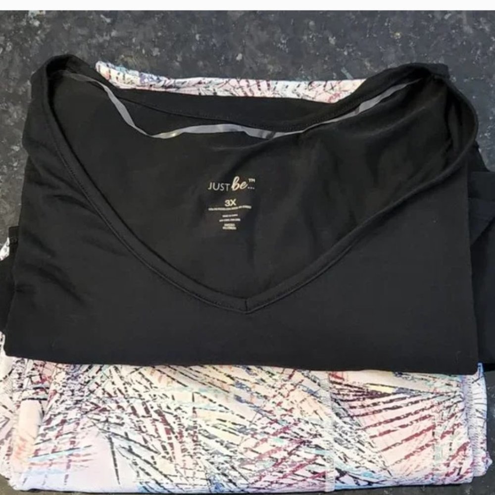 Pro-Player Womens Cropped Pants Multicolor 3X & Black Just be Tunic 3X